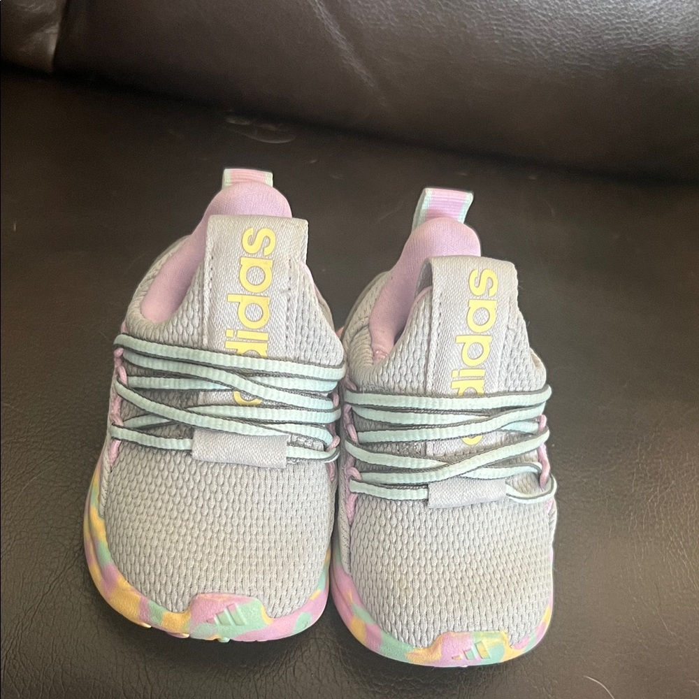 Adidas Kids' Gray Sneakers with Pastel Highlights